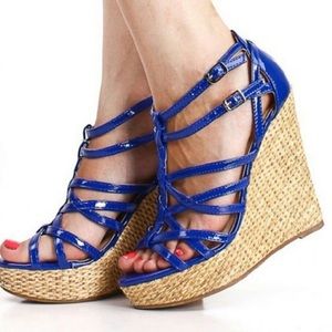 Royal blue wedges 8